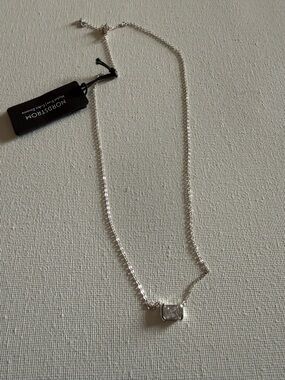 NEW Nordstrom Silver-Tone Cubic Zirconia Solitaire Necklace